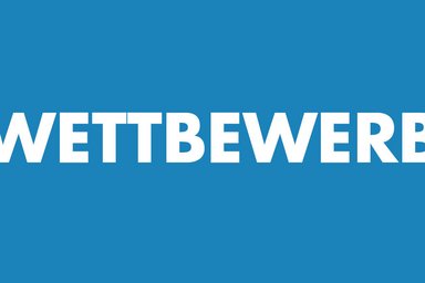 Grafik.WETTBEWERB Graphic light blue Competition in capital letters