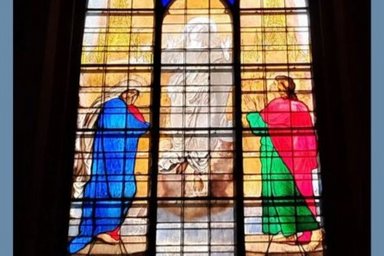 This is where I'm going colorful stained glass window