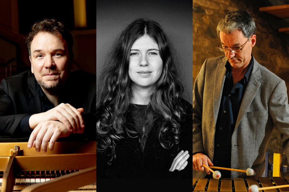 Collage aus drei Porträts der Künstler:innen