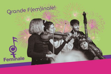 Logo der Feminale mit Bild der Mitwirkenden