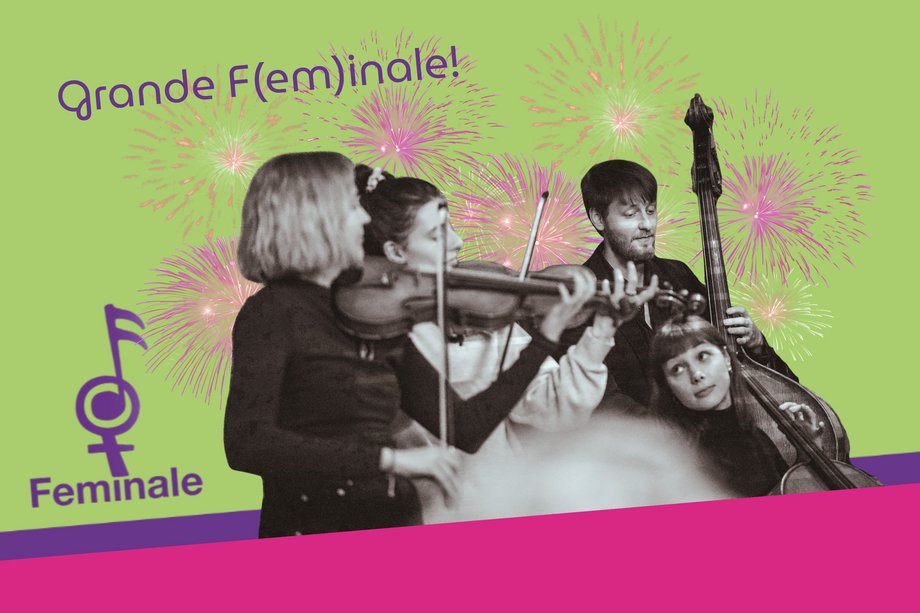 Logo der Feminale mit Bild der Mitwirkenden
