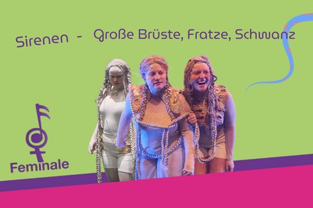 Logo der Feminale mit ausgeschnittenen Bildern der Mitwirkenden