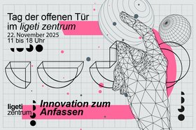 Ligeti zentrum TT Einladungstext mit geografischen Motiven und Handskizze