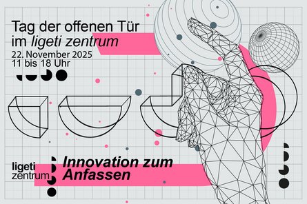 Ligeti zentrum TT Einladungstext mit geografischen Motiven und Handskizze