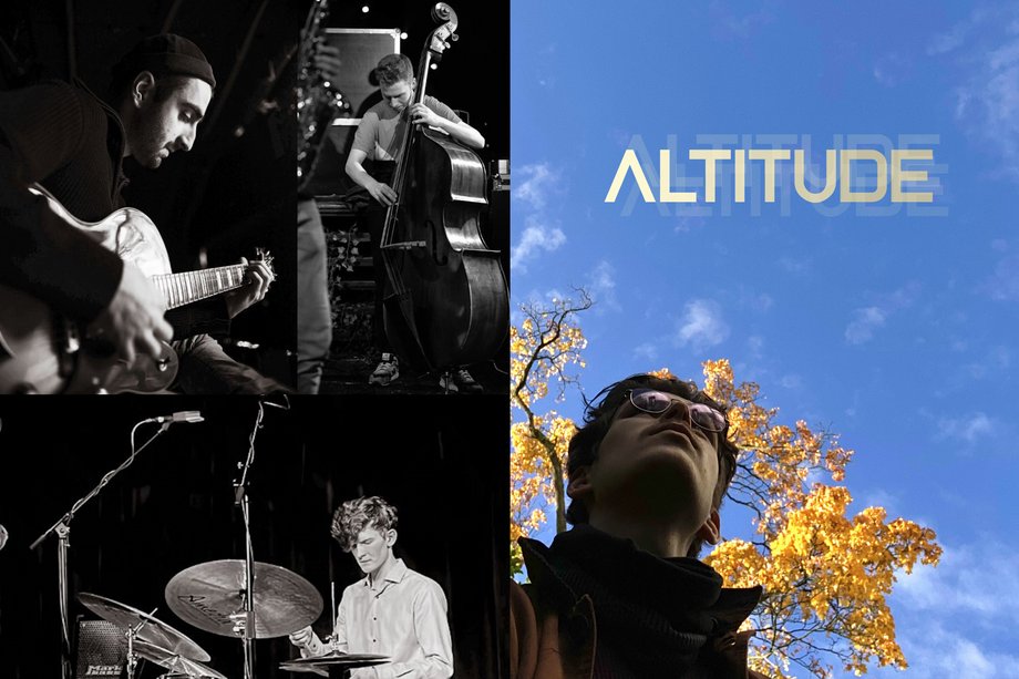 Drummers Night Collage aus Fotos von Bandmitgliedern (Schriftzug Altitude)