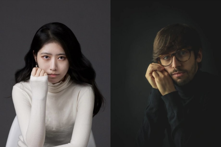 Schuyi Wang and Xavier Ricarte; collage of the artists' portraits