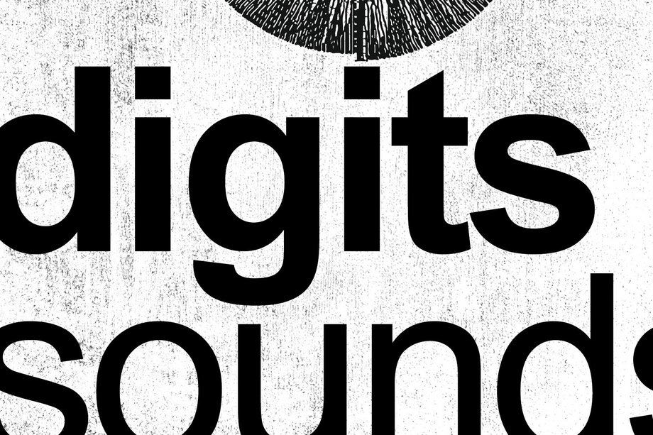 Barlow Symposium Grauer Hintergrund mit schwarzer Schrift "digits sounds"