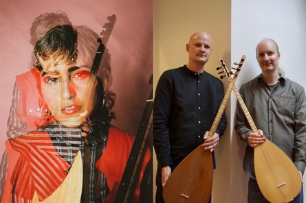 Die Baglama Links eine Künstlerin und rechts zwei Künstler