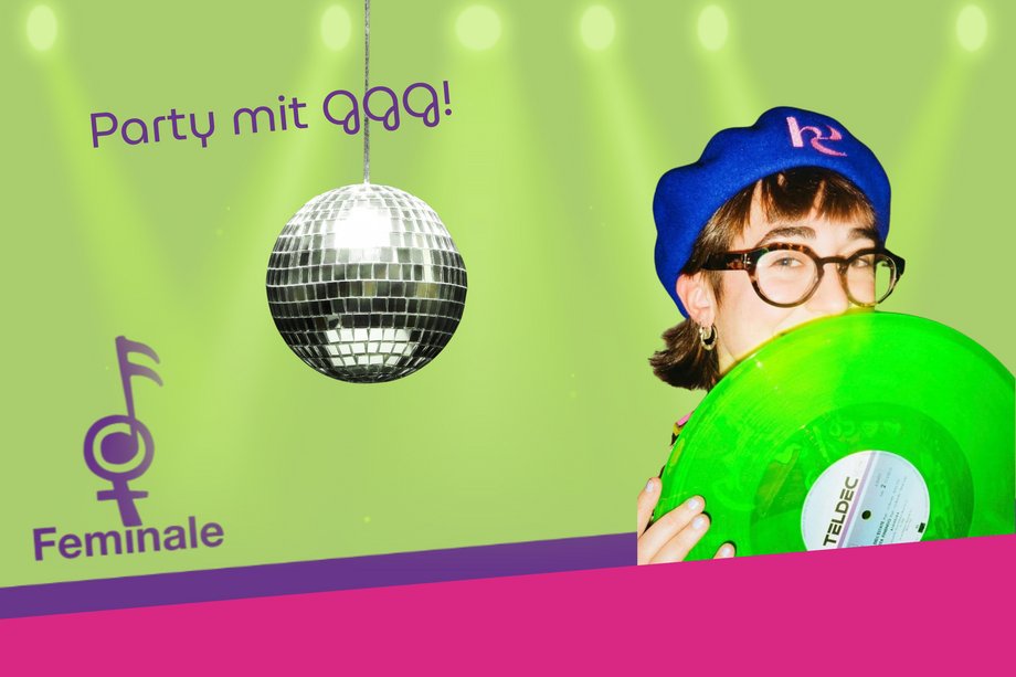 2026-04-25 Feminale Abschlussparty Logo der Feminale mit Foto von GGG