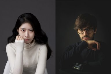 2025-12-11 young artists in concert Schuyi Wang and Xavier Ricarte; collage of the artists' portraits