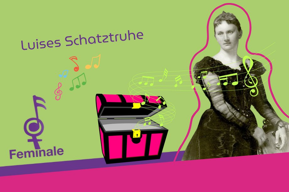 2026-04-25 Feminale Luises Schatztruhe Logo of the Feminale with picture of the composer