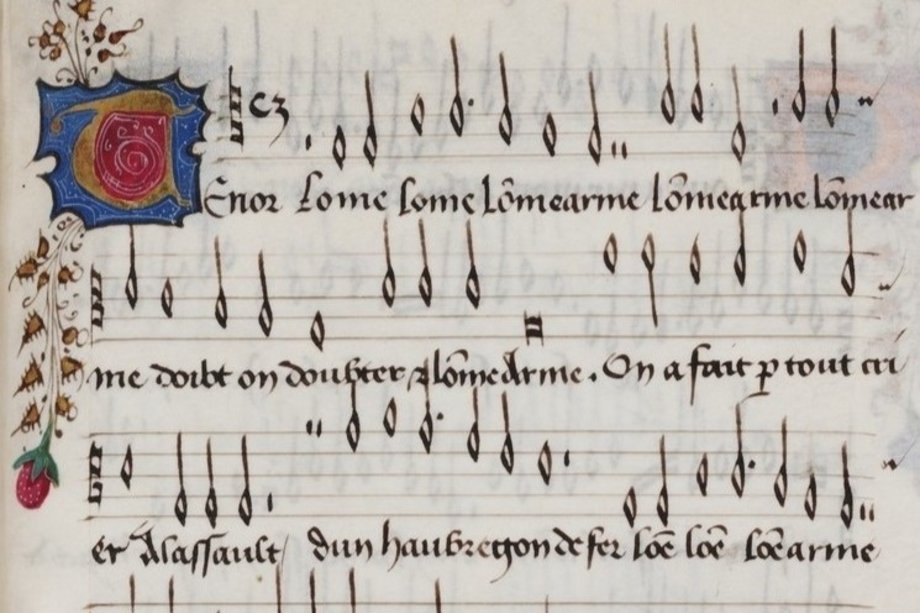 2023-12-20 L'homme armé decorated sheet of music