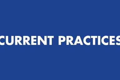 Grafik.Current Practices Graphic with "Current Practices" lettering