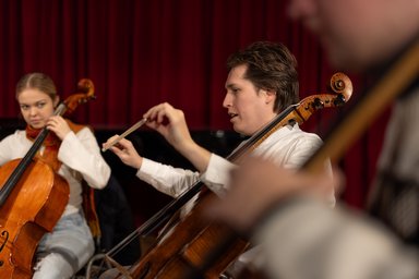 Unterricht.AlexeyStadler1 Person in Seitenansicht mit Cello