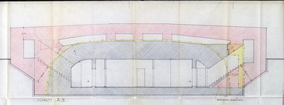 Schnittzeichnung vom Bunker in der Magdalenenstraße Seitenansicht des Bunkers im Querschnitt