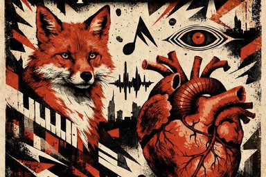 Studio concert composition AI graphic of a fox and a heart