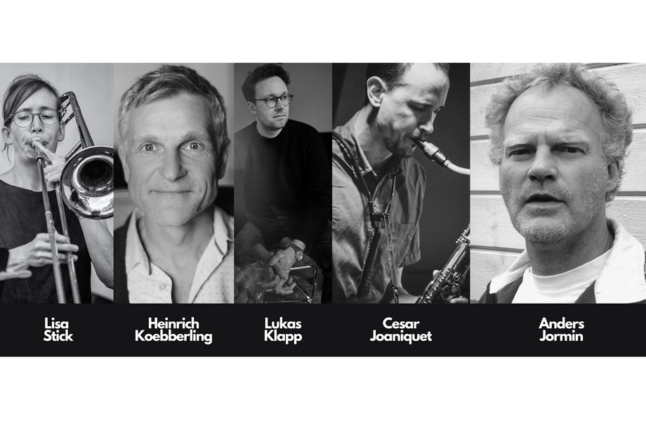 Collage: Jazz Heroes (Lisa Stick feat. Anders Jormin) Collage of 5 musicians
