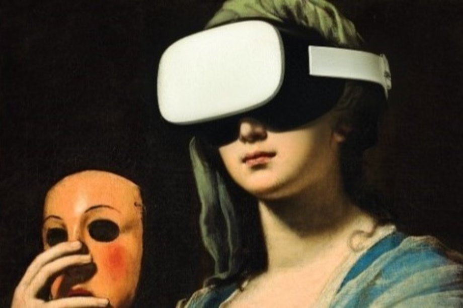 Alles nur Illusion 2024.12.06 altes Gemälde mit Frauenportrait und VR-Brille