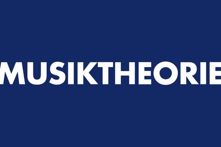 Musiktheorie Text "Musiktheorie" auf blauem Hintergrund