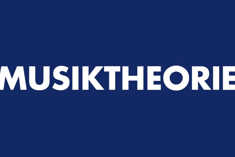 Musiktheorie Text "Musiktheorie" auf blauem Hintergrund